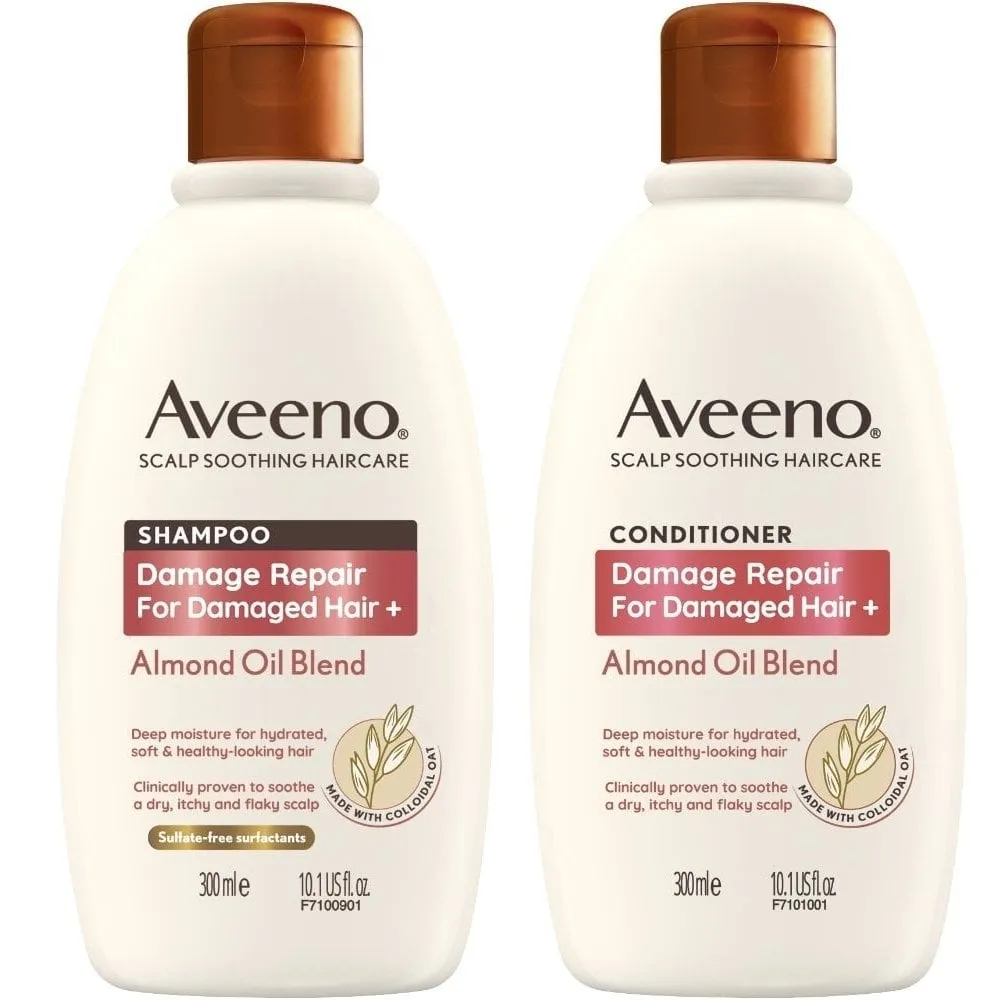 Aveeno Damage Repair  Almond Oil Blend Shampoo & Conditioner Twin 2 x 300ml