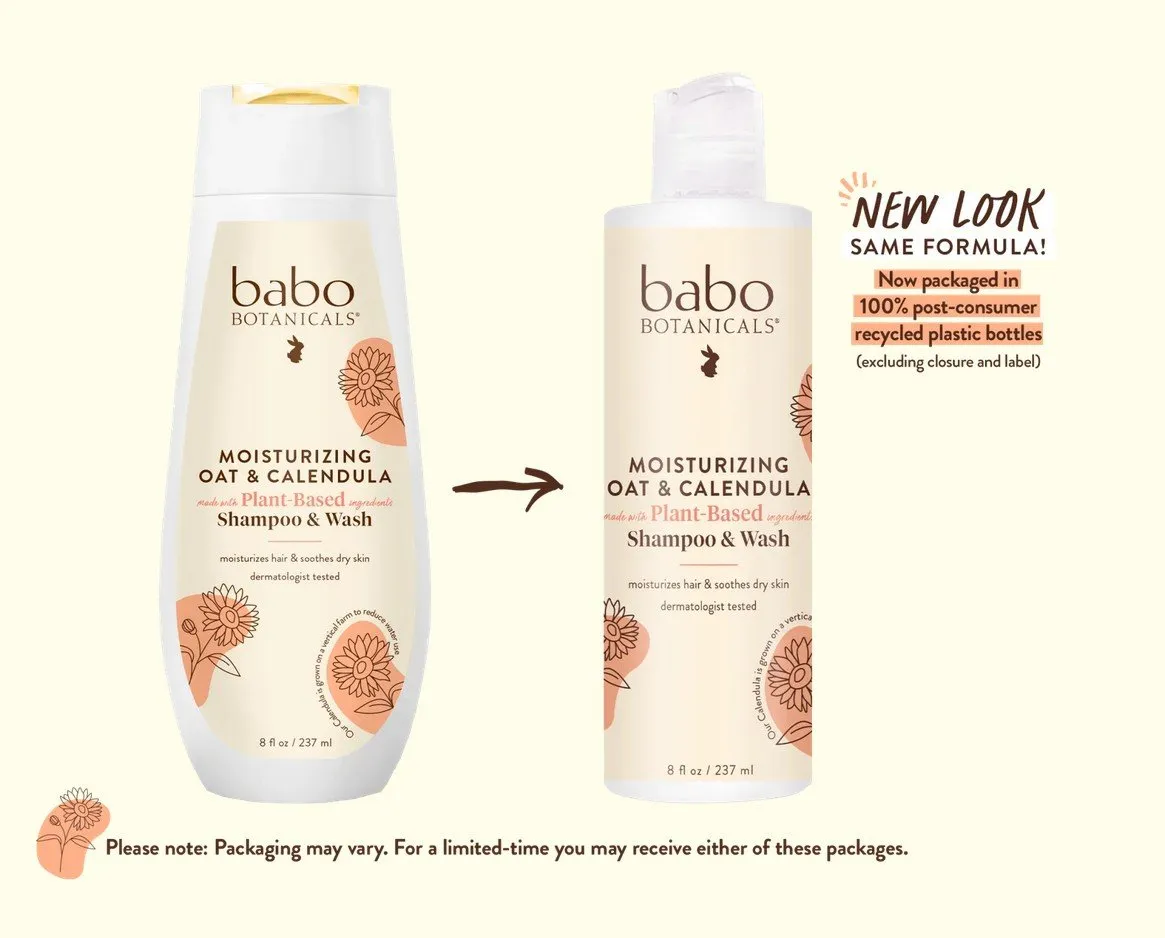 Babo Botanicals Moisturizing Oat & Calendula Shampoo & Wash 8 oz Liquid