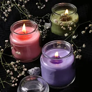 Belicia Scented Wax Candles in Glass Jar Set (Lemon Grass, Lavender, Rose) - Pack of 3