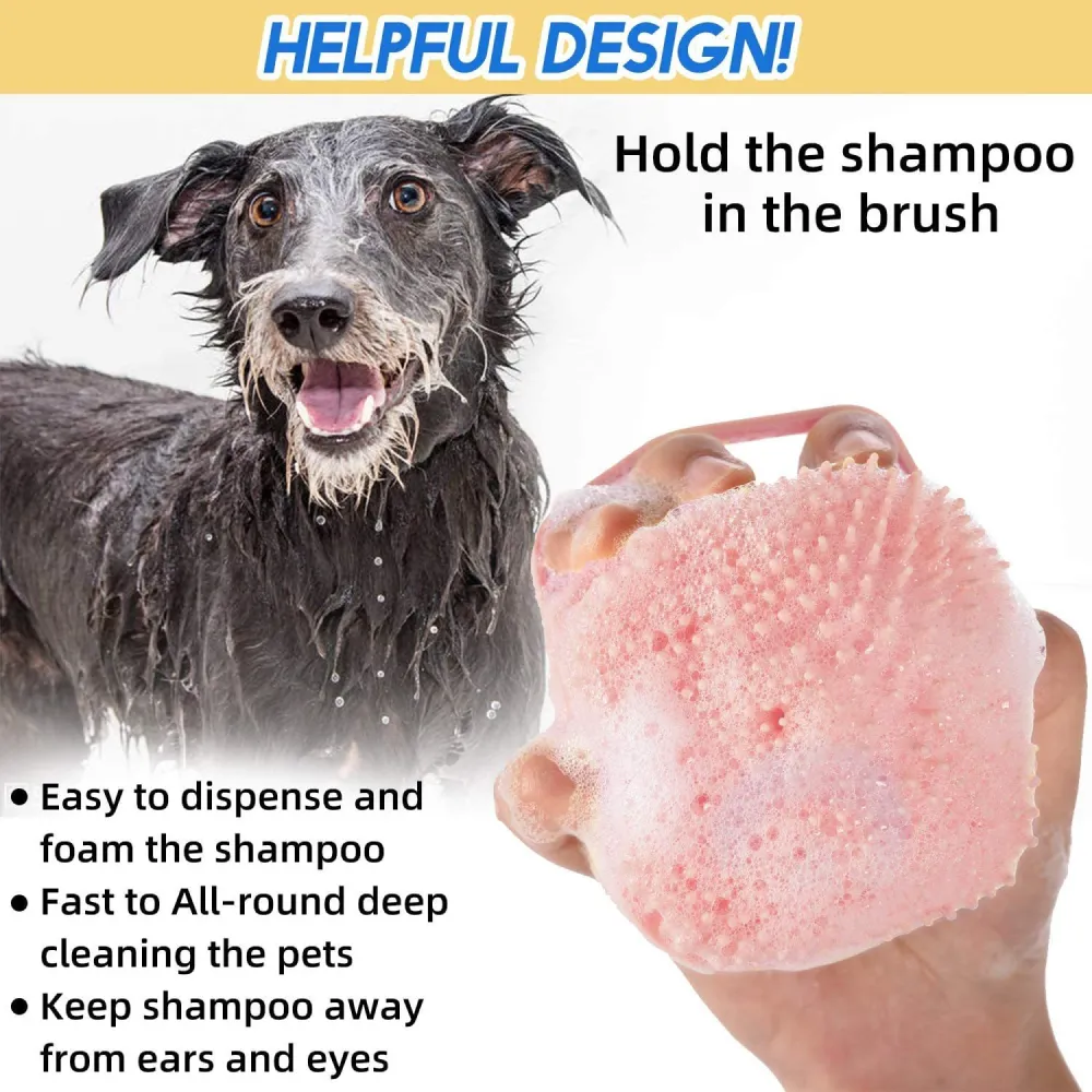 Chullbull Soft Silicon Bath Brush for Dogs and Cats (Blue/Pink)