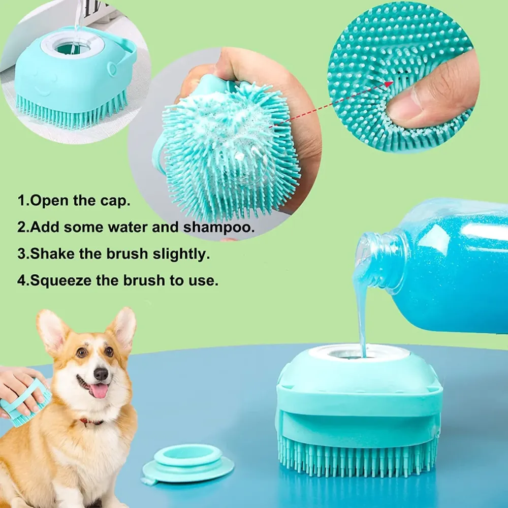 Chullbull Soft Silicon Bath Brush for Dogs and Cats (Blue/Pink)