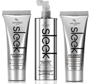 Hair Chemist Sleek Anti-Humidity Shampoo 8oz, Conditioner 8oz & Shine Coat 8oz 3-PC SET - Frizzy Hair Shampoo and  Anti-Frizz Treatment Collection for Silky Hair & Super Straight Hair