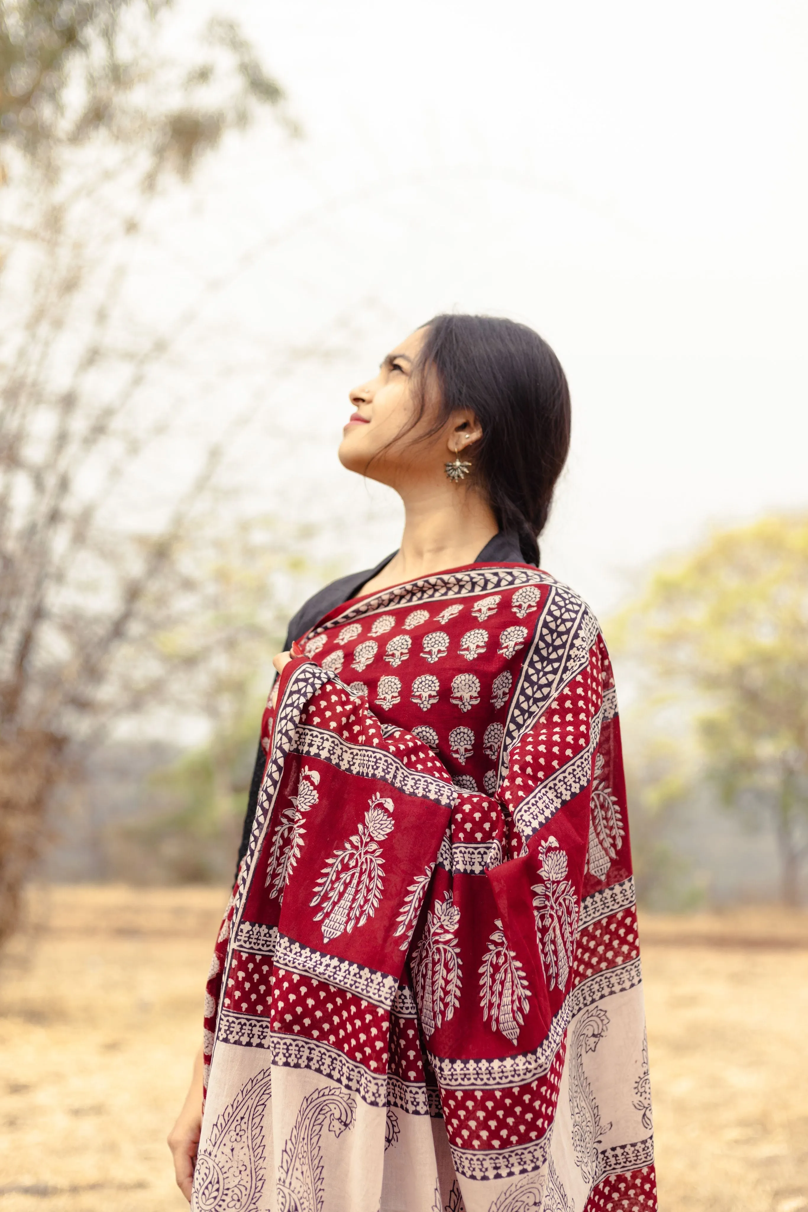 Kaisori Nandana Champa handblockprinted cotton saree