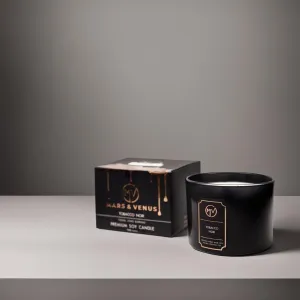 Mars & Venus Scented Candles | Long - Lasting ||Sustainable || Fragrance Candles for Home Decor | Scented Candles | 300 GMS | Natural Essential Oils (Premium Soy Wax) (Tobacco Noir)