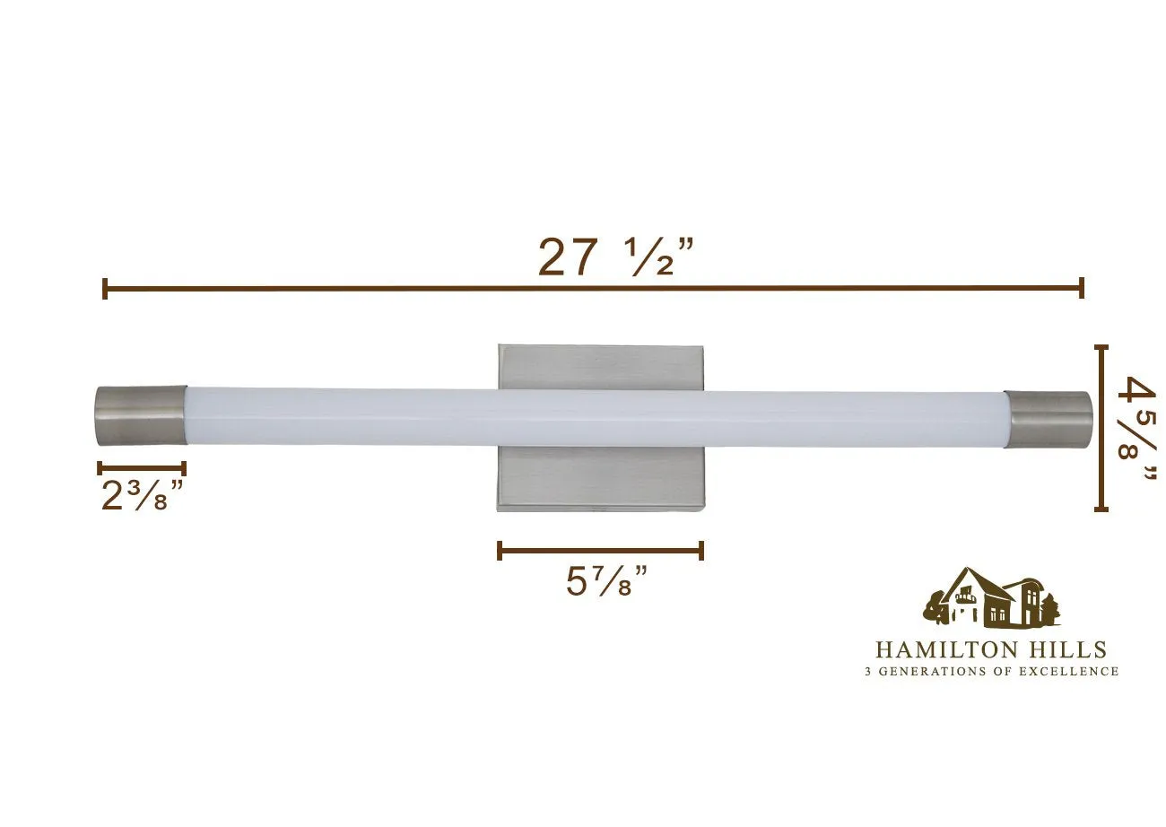 New Slim Line Modern Frosted Bathroom Vanity Light Fixture | Contemporary Sleek Dimmable