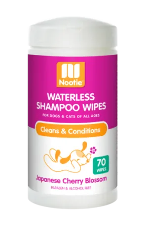 Nootie Japanese Cherry Blossom Waterless Shampoo Wipes For Dogs & Cats (70-ct)