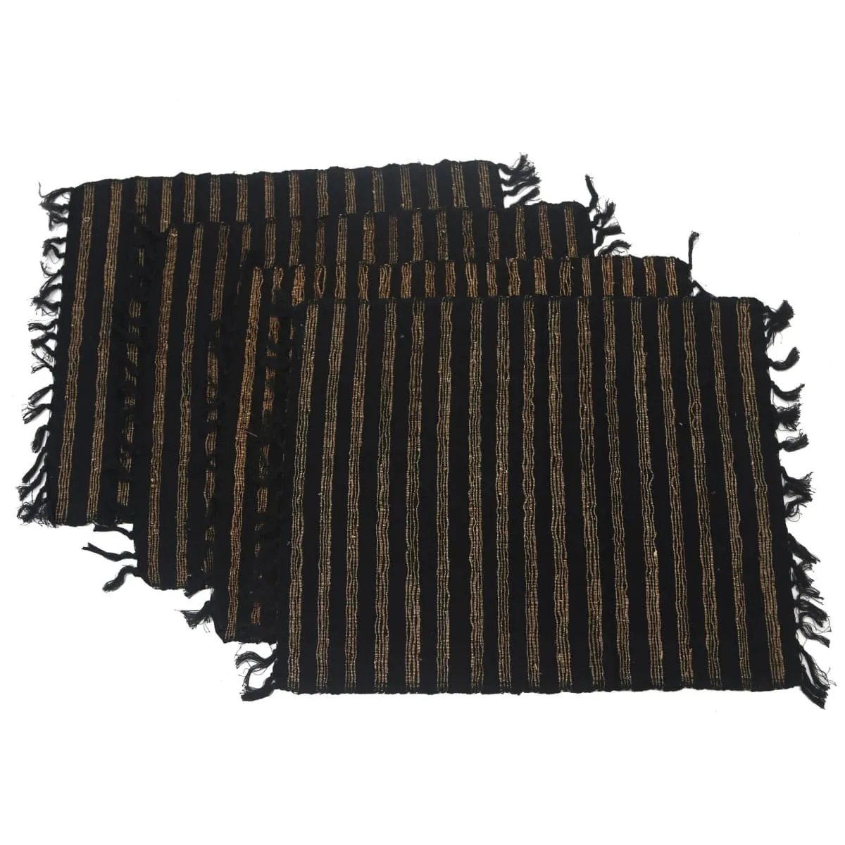 Novica Black Lurik Cotton Blend Placemats (Set Of 4)