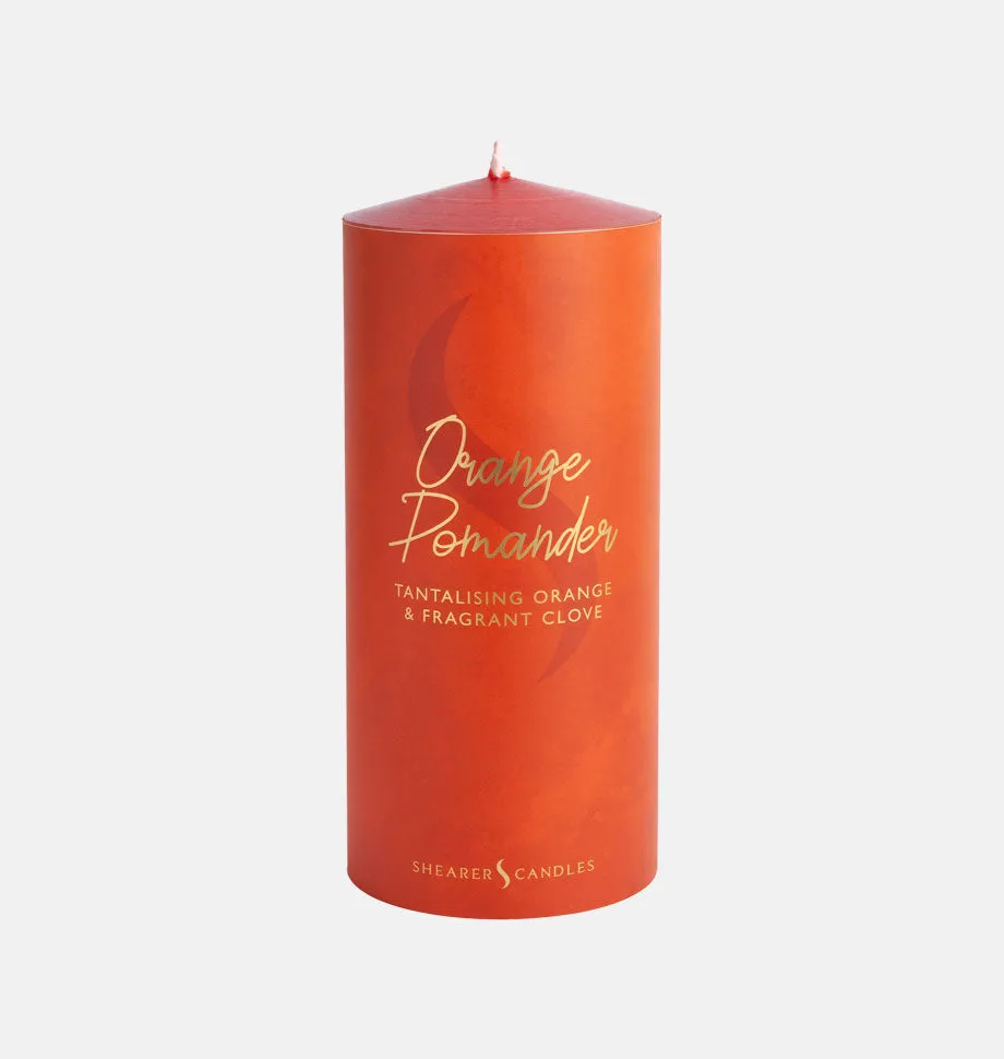 Orange Pomander Pillar Candle