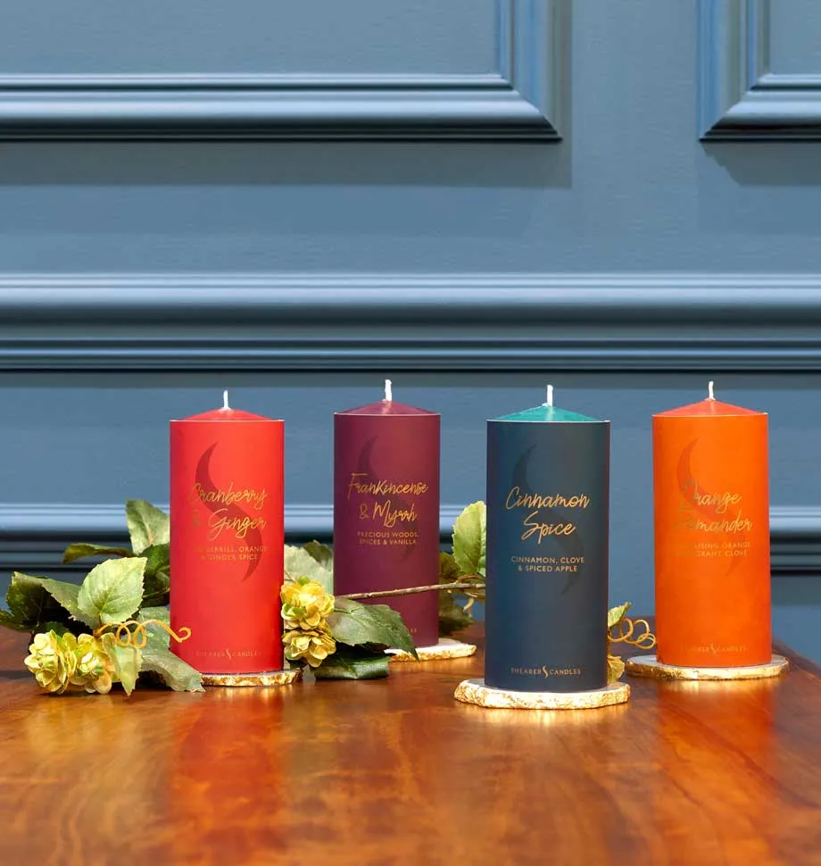 Orange Pomander Pillar Candle