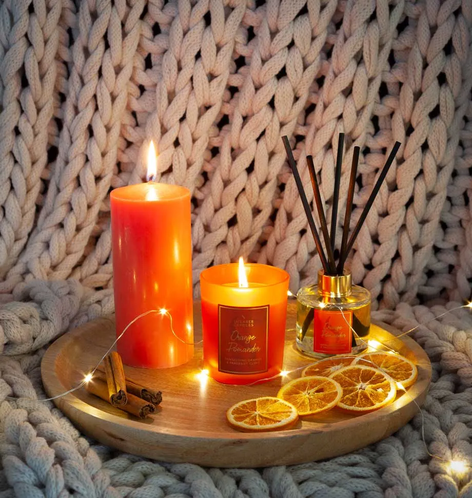 Orange Pomander Pillar Candle