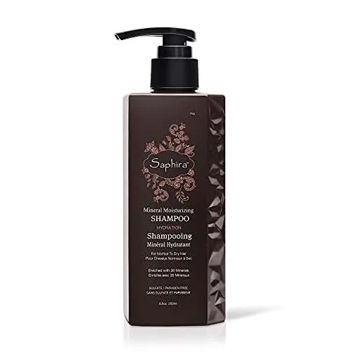 SAPHIRA Mineral Moisturizing Shampoo | Hydration and Shine for Dry, Damaged, Permed Hair & Scalp | Sulfate-Free, Vegan | Prevents Frizz & Split Ends, 8.5 oz