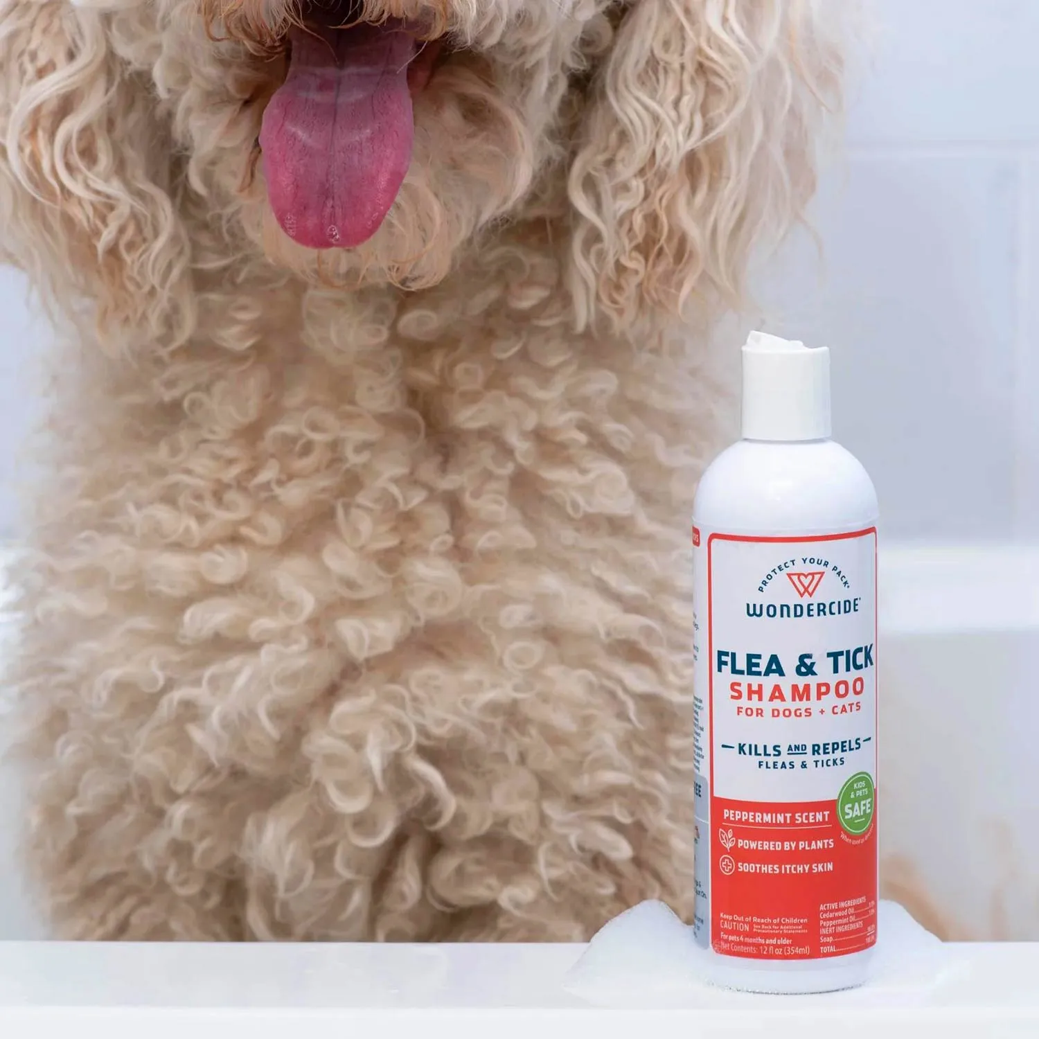 Wondercide Flea & Tick Shampoo for Dogs   Cats, Peppermint, 12 oz