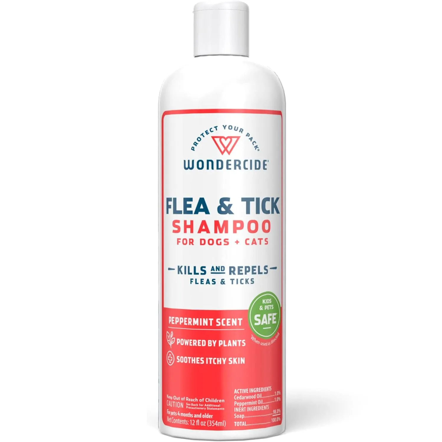 Wondercide Flea & Tick Shampoo for Dogs   Cats, Peppermint, 12 oz